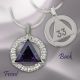 Reversible Triangular Gemstone Pendant with 14 Diamonds